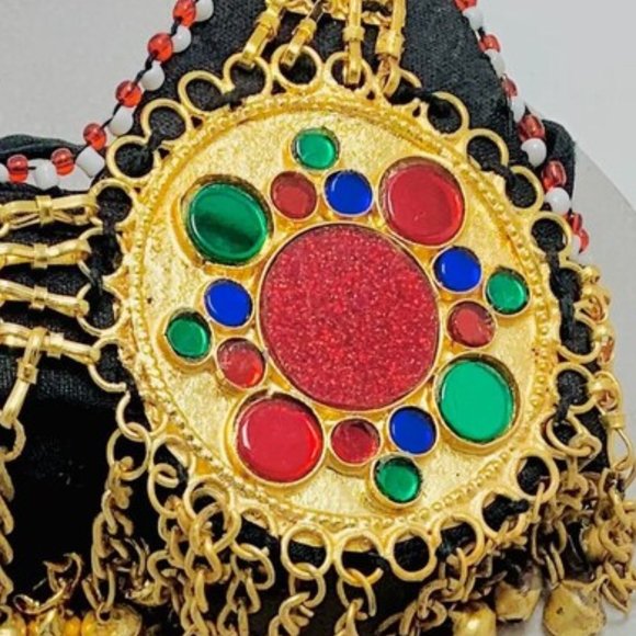 Golden Unique Matha Patti, Handmade Afghan Head Piece, Ethnic Hair Ornament, main image 5